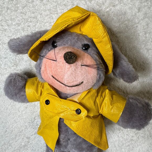Vintage Knickerbocker Animals Of Distinction Mouse Plush 13” Gray Yellow Coat - Picture 2 of 6